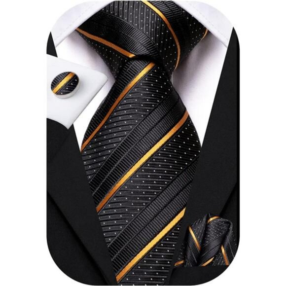 Extra long silk paisley tie set with pocket square cufflinks for wedding suit - Picture 1 of 7